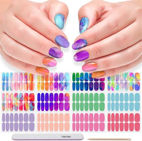 Amazon DANNEASY 12 Sheets Rainbow Nail Wraps For Women Nail Polish