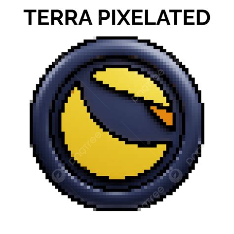 Pixel Style Cartoon Front View Cryptocurrency Luna Or Terra Blue Coin