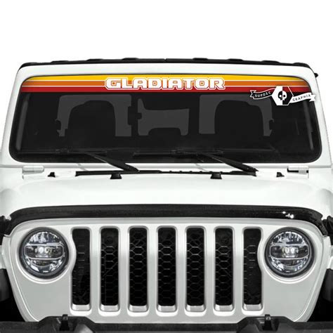 Jeep Gladiator Parabrisas Logo Sunset Retro Colores Calcoman As Vinilo