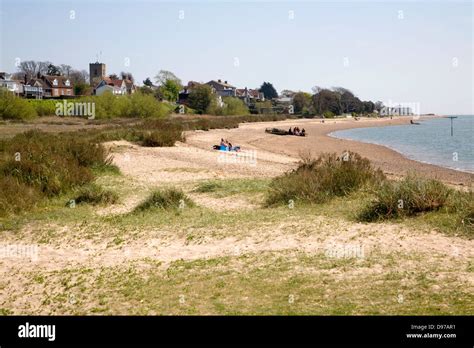 Sandy Beach And Village Of West Mersea Mersea Island Essex England