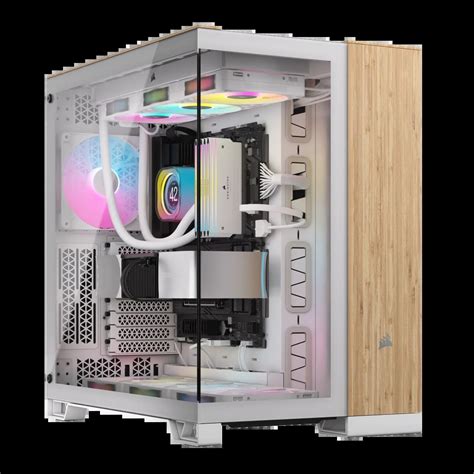 6500x Mid Tower Dual Chamber Pc Case White Bamboo Wood