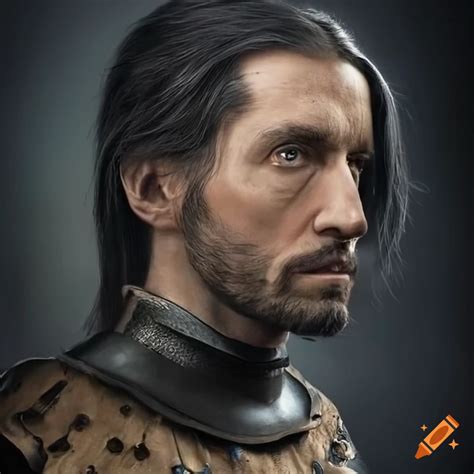 Hyperrealistic Portrait Of A Medieval Noble Lord In Black Armor On Craiyon