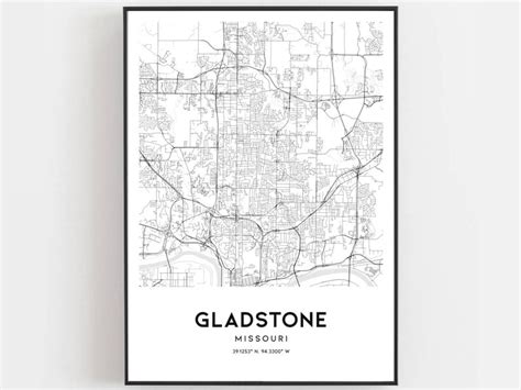 Gladstone Map Print Gladstone Map Poster Wall Art Mo City | Etsy