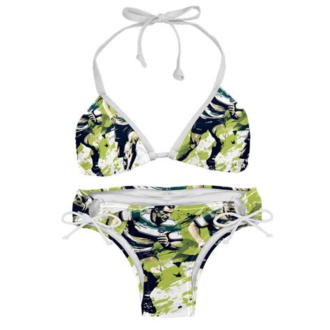 Football Chic Bikini Set With Detachable Sponge Adjustable Strap