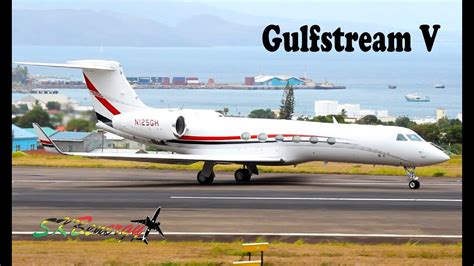 Beautiful Gulfstream V (G5) N125GH departing St. Kitts (HD 1080p) - YouTube