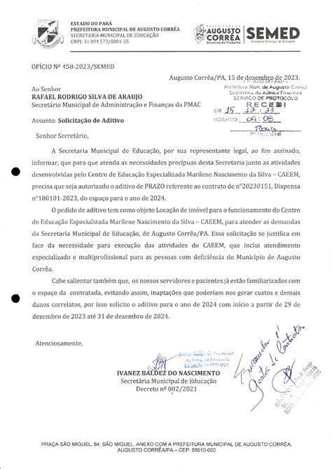 Justificativa Do Termo Aditivo Prefeitura Municipal De Augusto Corr A