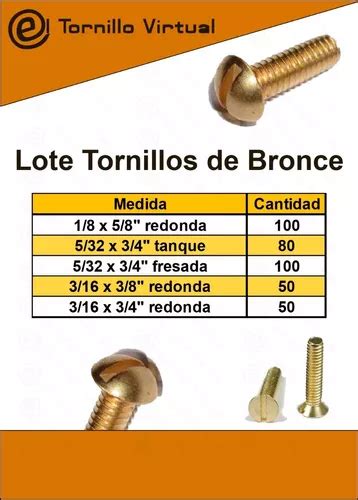 Lote Tornillos De Bronce Redonda Fresada Tanque Remate Etv