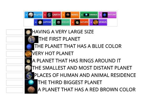 TYPES OF PLANETS IN THE SOLAR SYSTEM - Match up