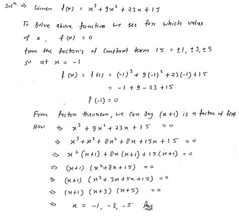 Factorize The Following By Factor Theorem X X X X