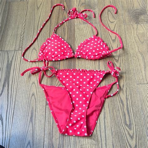 Swim Vibrant Red Polka Dot Bikini Poshmark