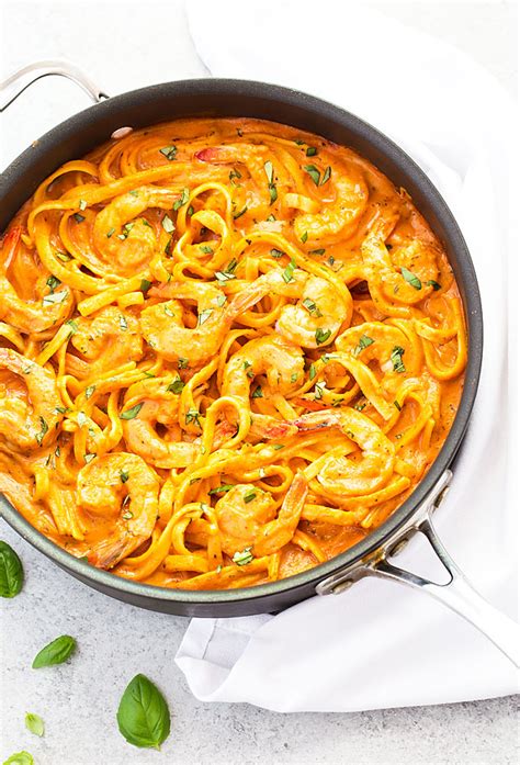 One Pan Shrimp And Pasta In Tomato Cream Sauce The Blond Cook