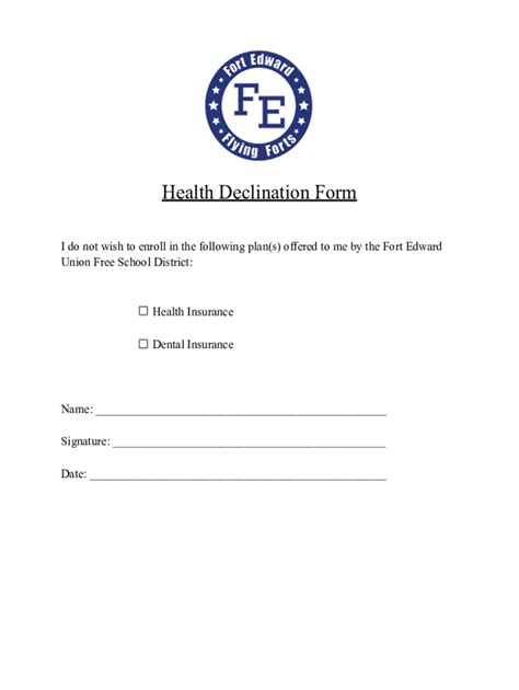 Fillable Online Health Insurance Declination Form Fax Email Print