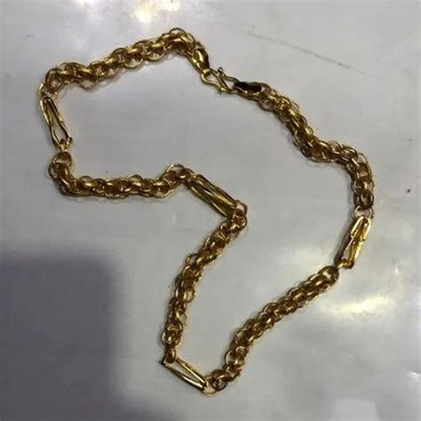 Brass Mens Hollow Handmade Gold Plated Chain Size 21 22 Inches At Rs