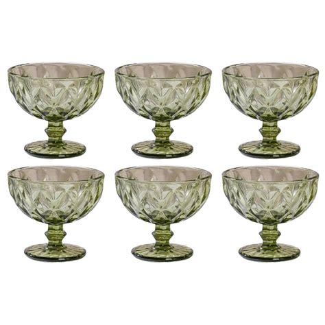 Buy Nestasia Green Set Of 6 Textured Stemmed Stylish And Unique Dessert Bowl Dessert Glasses