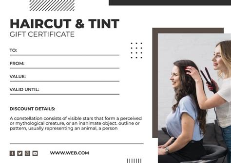 Free Cut Style Hair Salon Gift Certificate Template