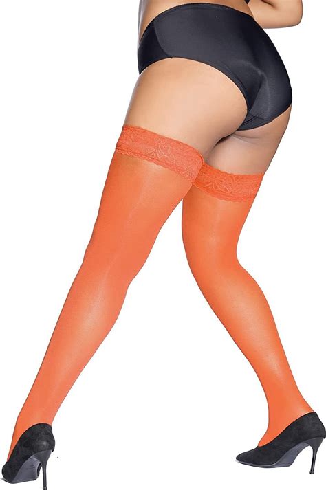 Honenna Plus Size Thigh High Stockings Semi Sheer Stay Up Lingerie