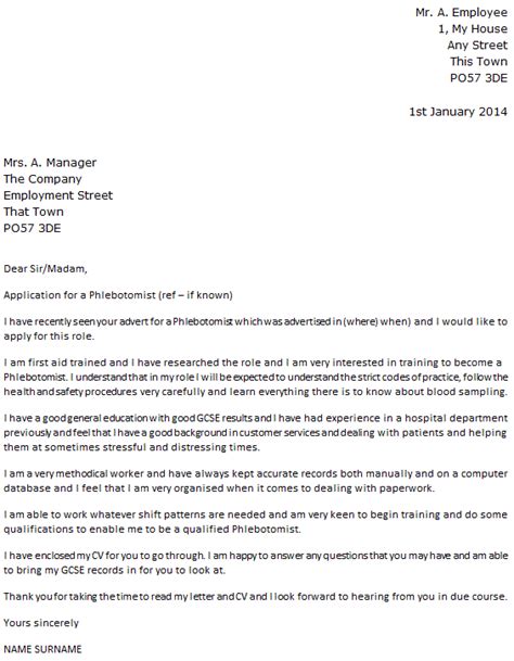 Phlebotomist Cover Letter Example Uk