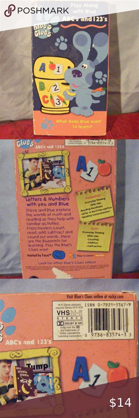 BLUE S CLUES Play Along With Blue ABC S And 123 S Vhs Video Tape 1999