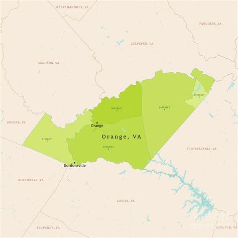 Va Orange County Vector Map Green Digital Art By Frank Ramspott Fine