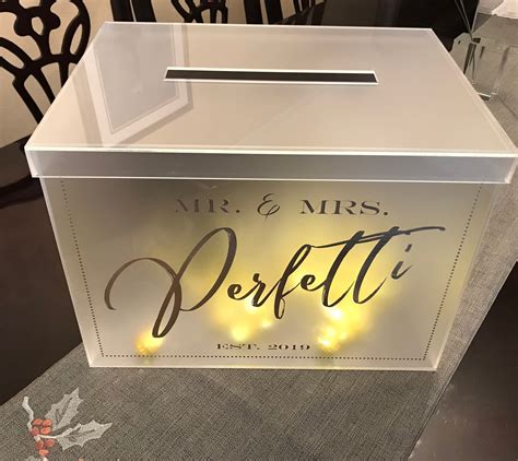 Personalized Wedding Card Box With Slot Acrylic Frosted Clear Etsy