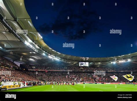 Start Of Bundesliga Match Teams And Referees Enter Football Pitch