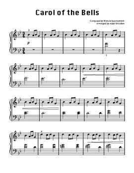 Carol Of The Bells Easy Christmas Piano Sheet Music Printable Pdf