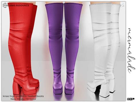 The Sims Resource Knee High Platform Heeled Boots S62 Platform