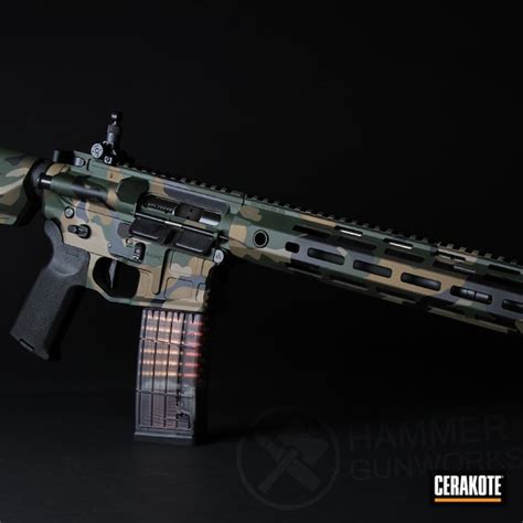 Woodland Camo Ar 15 Cerakoted Using Highland Green Graphite Black And