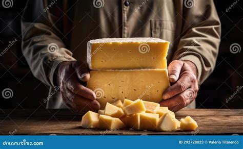 Expert Cheesemaker Displays A Beautifully Crafted Cheese Wheel With ...