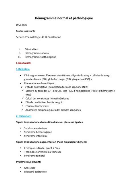 Pdf H Mogramme Normal Et Pathologique Dokumen Tips