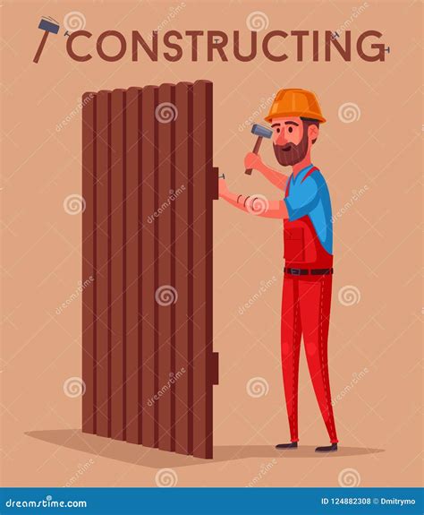 Funny Carpenter Is Working Cartoon Vector Illustration Stock Vector