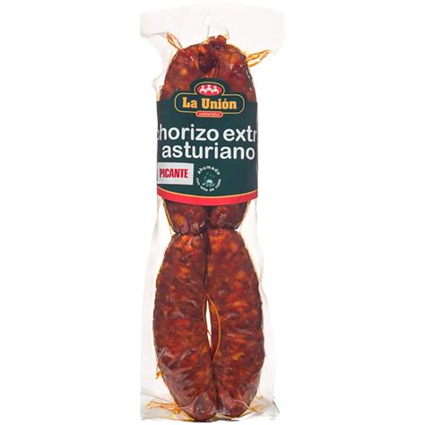 Chorizo Asturiano Picante Extra Envase 400 G Sin Gluten LA UNION