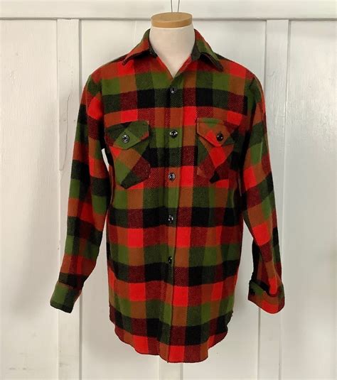 Vintage S S Frostproof Red Black Green Plaid Flannel Shirt Wool