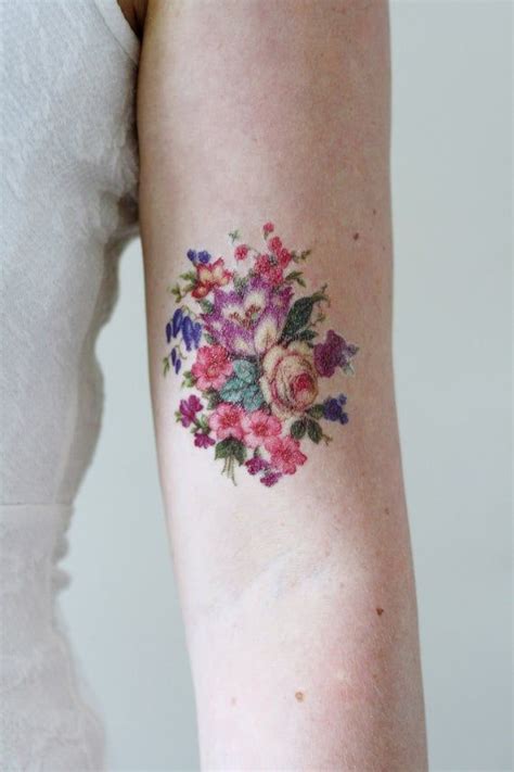 Colorful vintage floral temporary tattoo / vintage temporary | Etsy Tattoo Cover-up, Back Tattoo ...