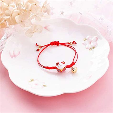 Eatingbiting Feng Shui Lucky Red Ceramics Cat Bracelet Maneki Neko