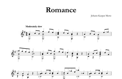 Romance Arr Johann Kaspar Mertz Sheet Music Johann Kaspar Mertz