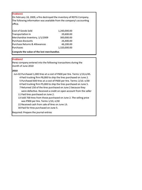 Practice Set Pdf Cost Of Goods Sold Accounts Payable