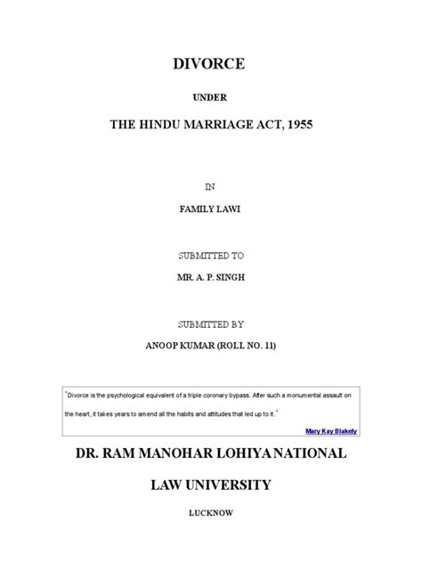 Divorce Under Hindu Marriage Act 1955 Pdf Divorce Adultery