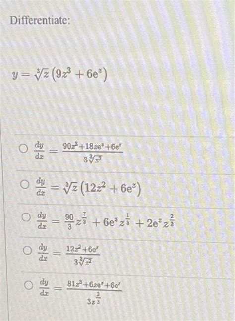 Solved Differentiate Y Z Z Ez Chegg