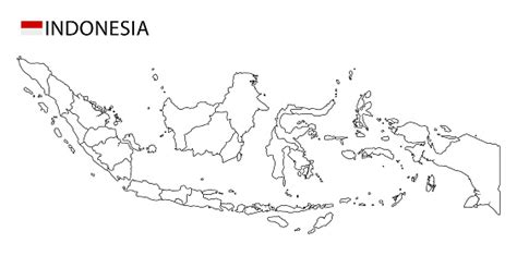 Indonesia Map Black And White Detailed Outline Regions Of The Country