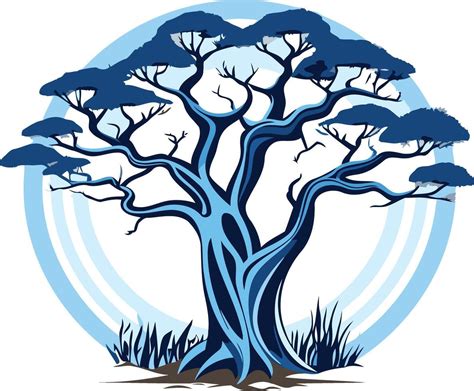 Blue Tree with Ringed Background 49258438 Vector Art at Vecteezy