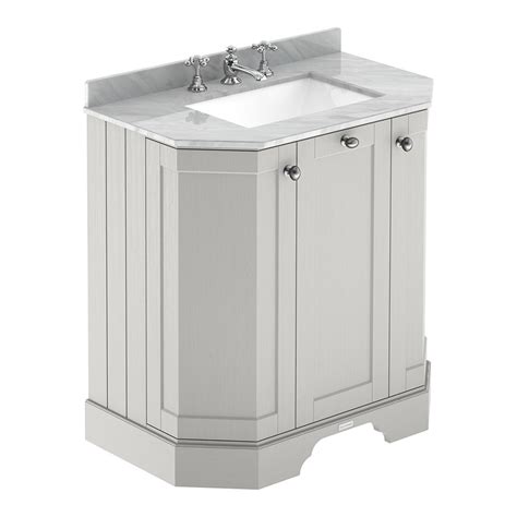 Old London By Hudson Reed Mm Door Angled Vanity Unit Grey Marble