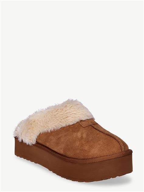 Joyspun Women S Genuine Suede Platform Slipper Walmart