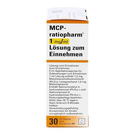 Mcp ratiopharm 1 mg ml Lösung zum Einnehmen 30 ml