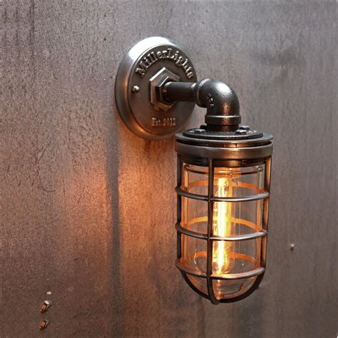 Industrial Cage Wall Sconce Outdoor Wall Light Black Pipe Etsy