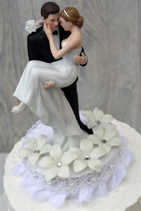 Stephanotis Groom Holding the Bride Wedding Cake Topper | Wedding Collectibles