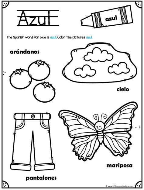 Azul Coloring Page Arandanos Cielo Pantalones Mariposa Preschool