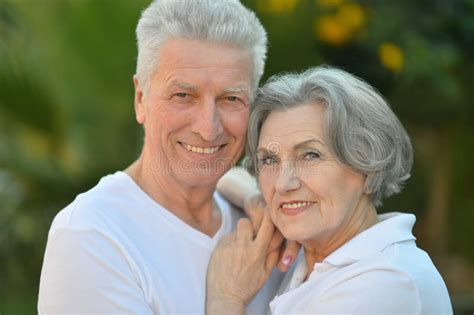 Smiling Elderly Couple Outdoors Stock Image Image Of People Lady 43557399