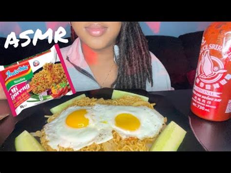 Asmr Spicy Indomie Mi Goreng Noodles With Fried Eggs And Cucumbers No