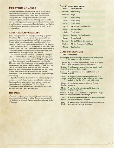 Prestige Classes A Take On Prestige Classes Within 5e Dnd With 10 Different Prestige Class